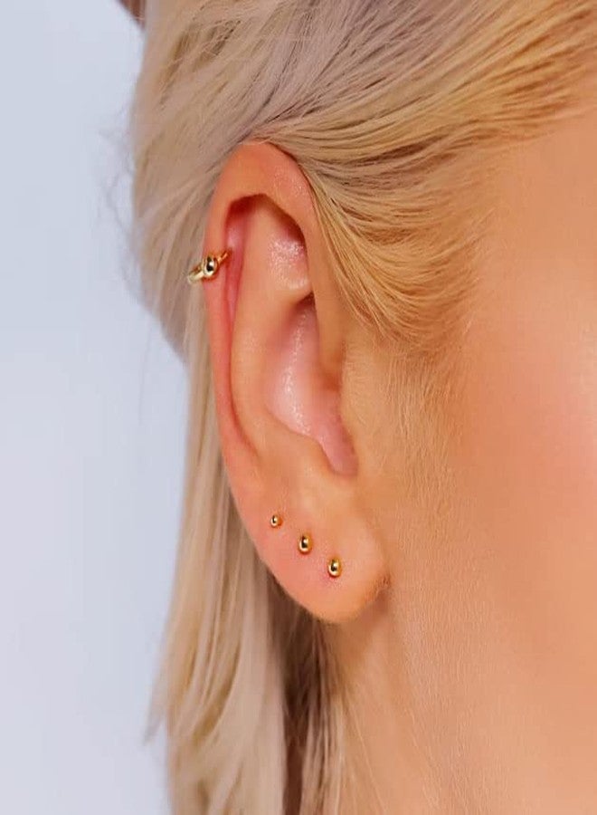 Renkovte Flat Screw Back Ball Stud Earrings for Women,Small 4mm Ball Earrings with Secure Flatback for Cartilage Helix Tragus Lobe Piercing for Girls Toddlers Hypoallergenic(4mm Ball,14K Gold Color) - Image 5